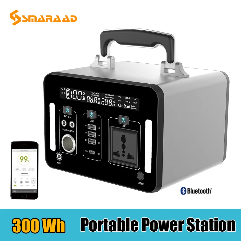 

220V 240V 300W Solar Generator Battery Charger 83200mAh Portable Solar Power Station 300Wh Outdoor Energy Power Supply Emergency