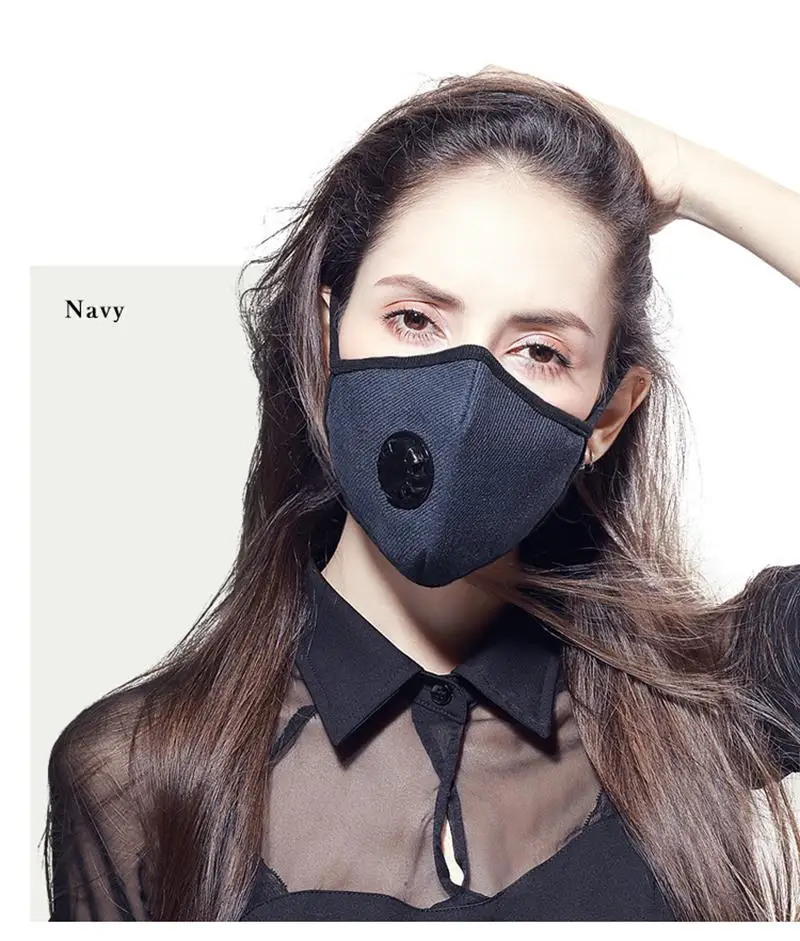 Маска хлопковая многоразовая для лица PM2.5 Пылезащитная с 3 фильтрами 1 шт. | Спорт и