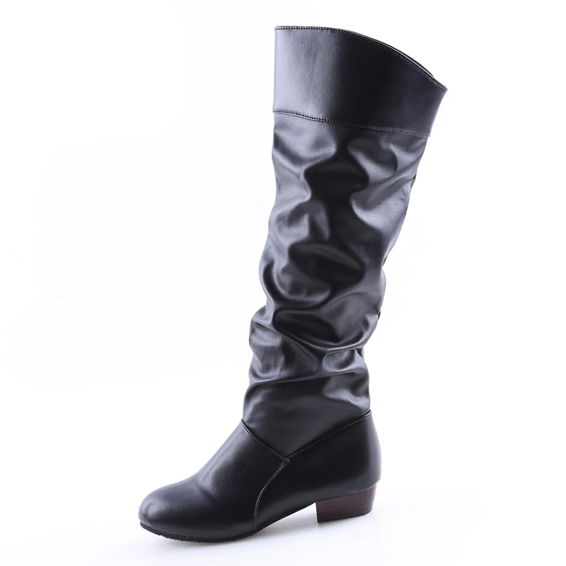 Весенние модные женские сапоги; Botas; женские сапоги из эластичной искусственной кожи; женские сапоги до колена в римском стиле; Цвет черный, белый
