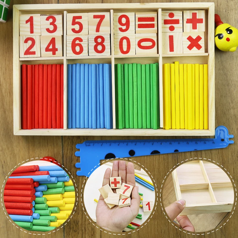 

Colorful Wooden Counting Sticks Baby Toy Montessori Teaching Aids Counting Rod Kindergarten Mathematics Learning Educational Toy