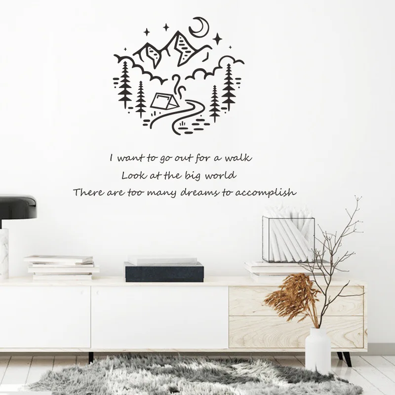 

Jane Pen Forest Creek Peak Moon Bedroom Wall Beautify Decorative Wall Stickers