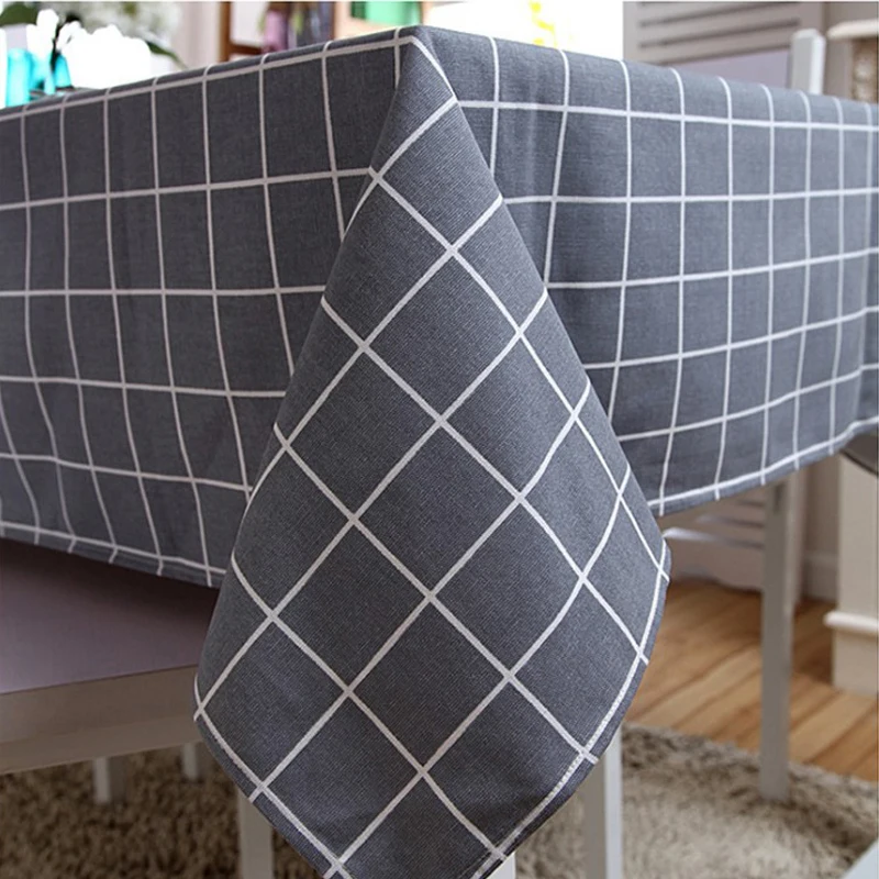 

Cotton thickened active printed canvas modern minimalist geometric gray check table cloth coffee table cloth cover towel