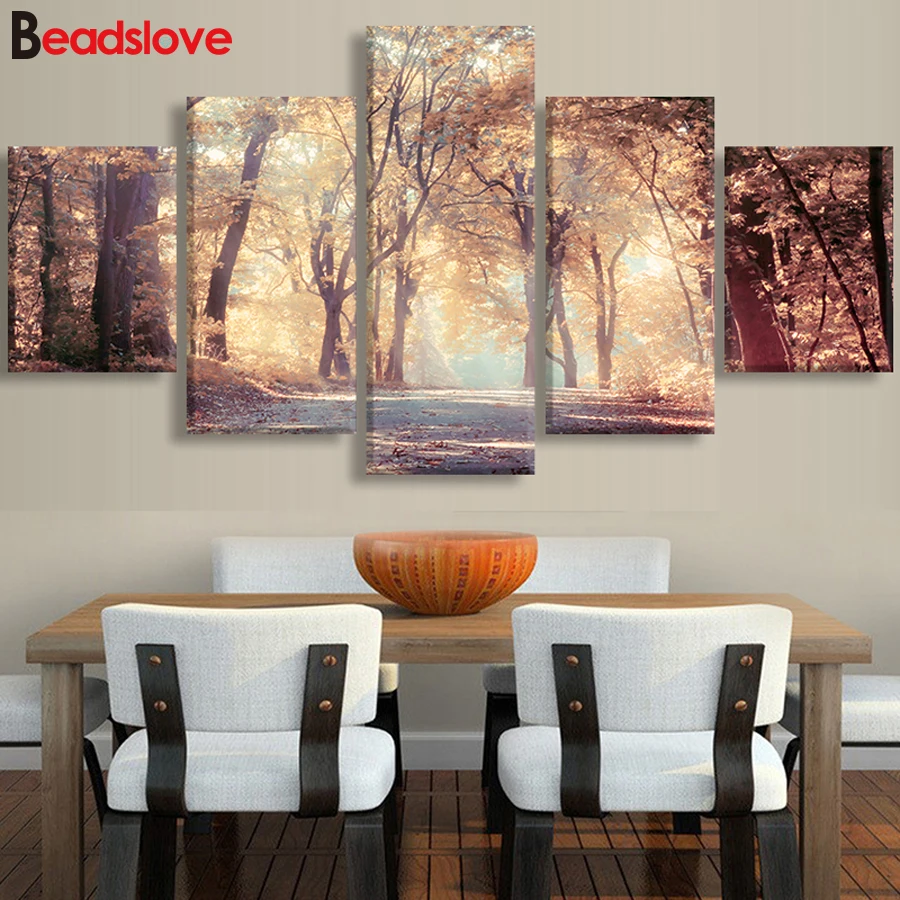 

Special Offer Diamond Painting Full Square Autumn Forest Scenic Diamond Embroidery Cross Stitch Diamond Mosaic Decor 5 pcs