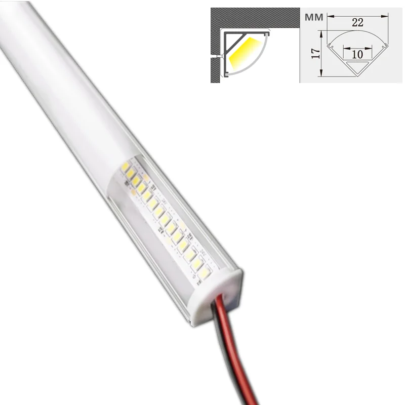 

24VDC LED Cabinet Light Diode Invisible 6W 14W 50CM 20inch 45Degree Corner Kitchen Wardrobe Cupboard Closet Showcase Shelf Lamp