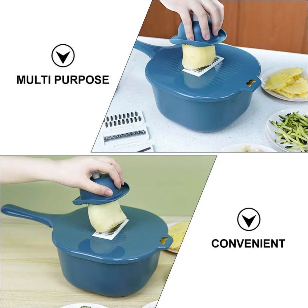 

1Pc Food Vegetable Slicer Hand Push Potato Grater Vegetable Chopper (Dark Blue)
