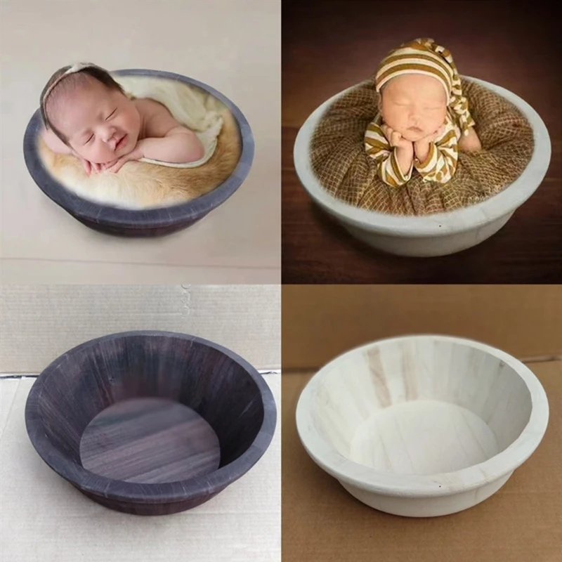

Baby Photography Props Retro Wooden Basin Newborn Infants Pose Auxiliary Basket