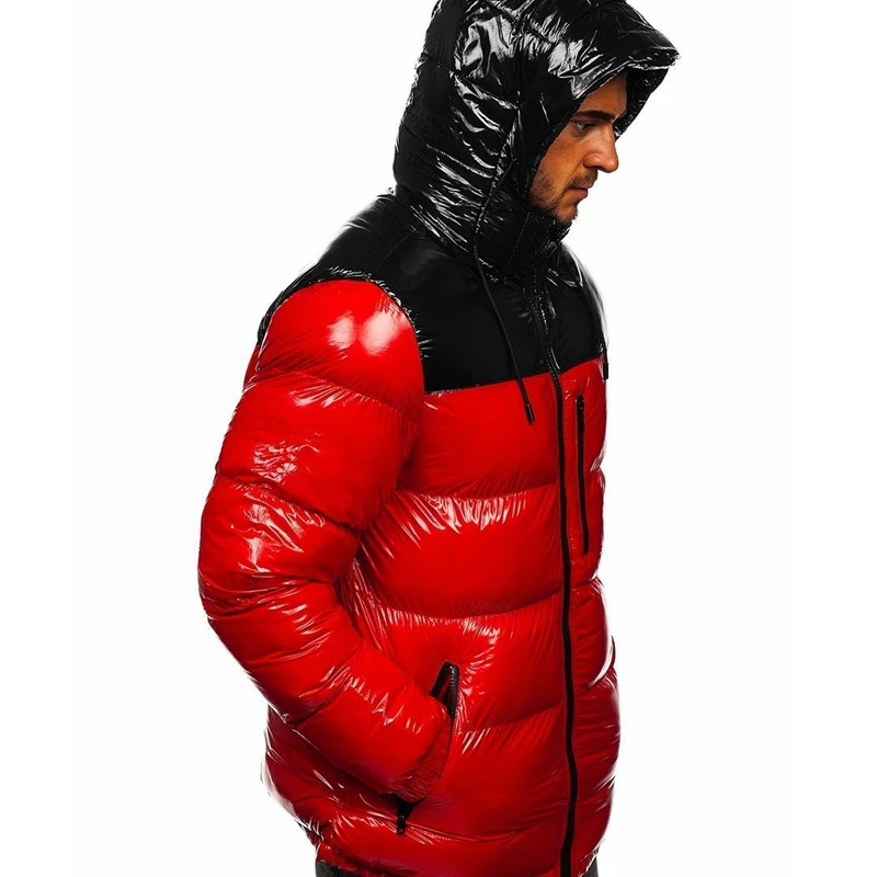 

Mandylandy Parkas Coats Thickened Warm Glossy Winter Jackets Clothing Hooded Cotton-Padded Men Jacket Keep Warm Coats Outwear