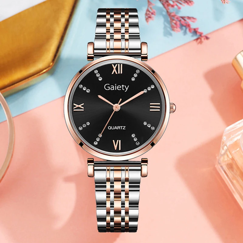 Luxury Women's Wristwatch Diamond Rose Gold Stainless Steel Bracelet Business Quartz Wrist Watches Reloj Mujer zegarek damski | Наручные