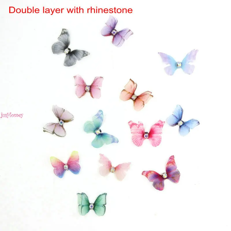 100 шт. Миниатюрные бабочки из органзы и шелка для рукоделия