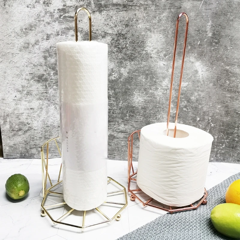 Toilet Tissue Stand Vertical Paper Towel Rack Movable Roll Paper Holder Plastic Wrap Holder for Kitchen Countertop