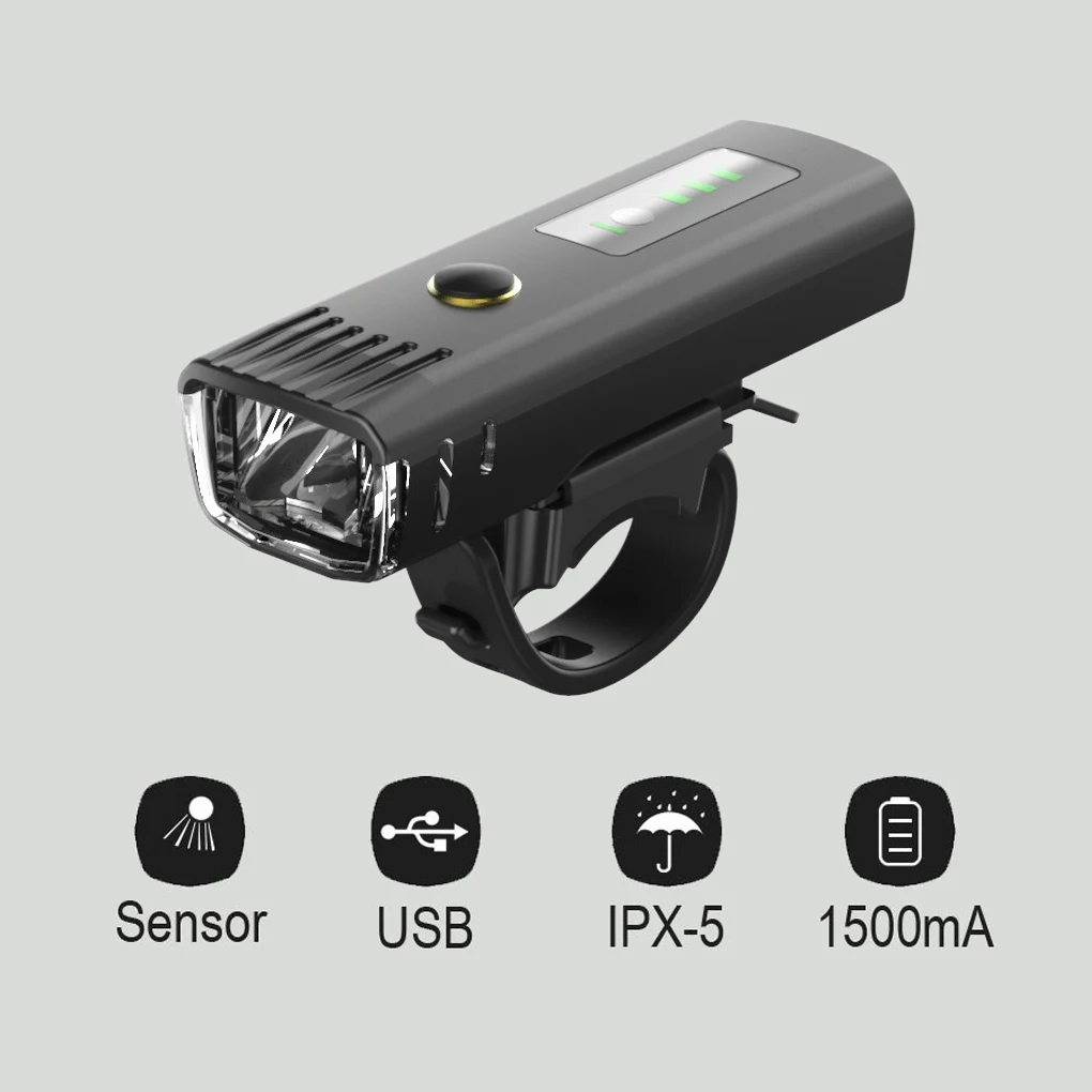 

Светодиодный индукционный велосипедный фонарь 250 лм, Водонепроницаемая USB лампа-налобный фонарь, фонасветильник с батареей 1500 мАч, 4 режима ...