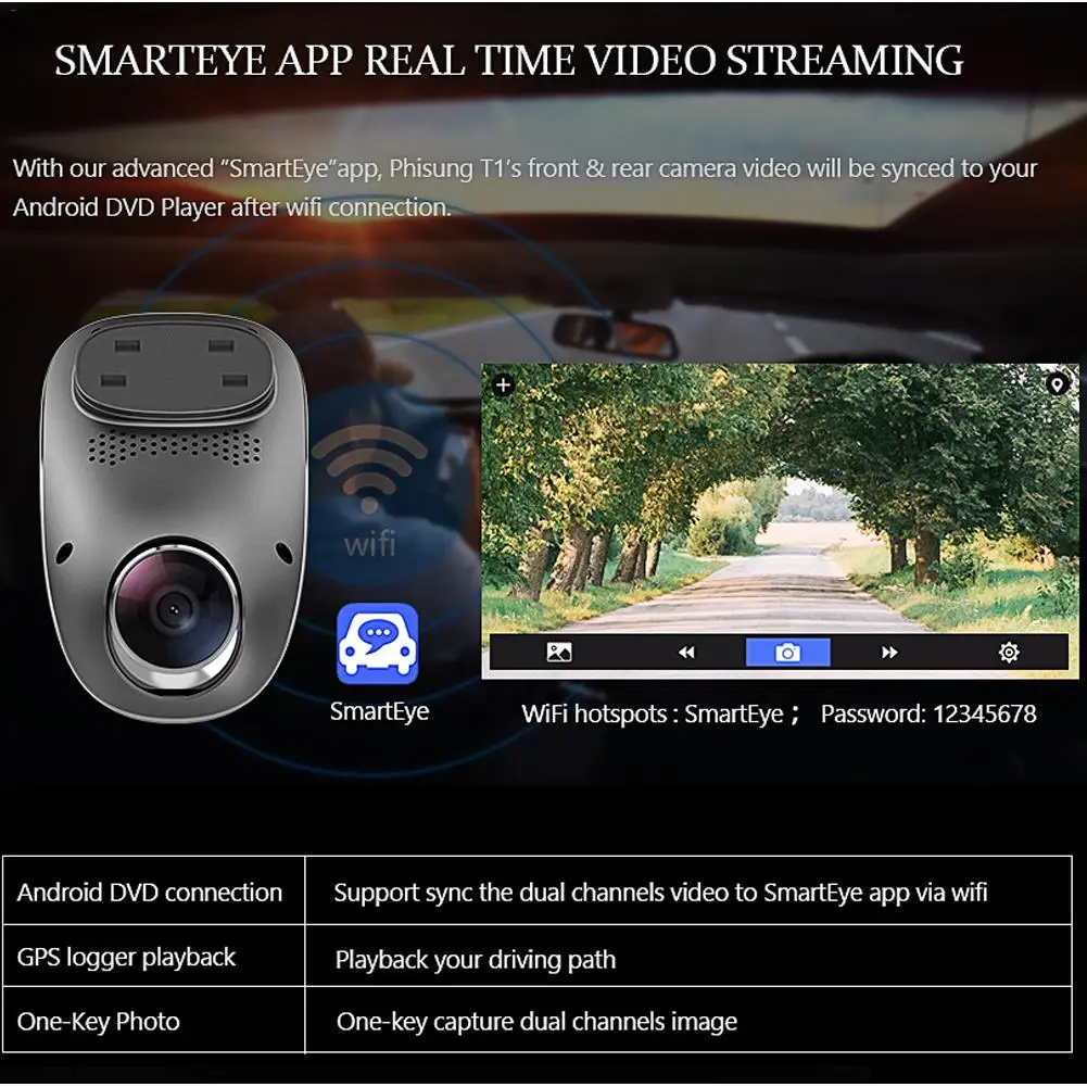 Автомобильный видеорегистратор Камера для записи четырехъядерный двойной