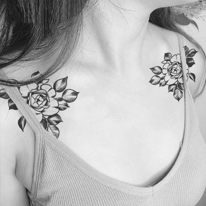 Водостойкая Временная тату наклейка 1 лист змея цветок роза флэш татуировки