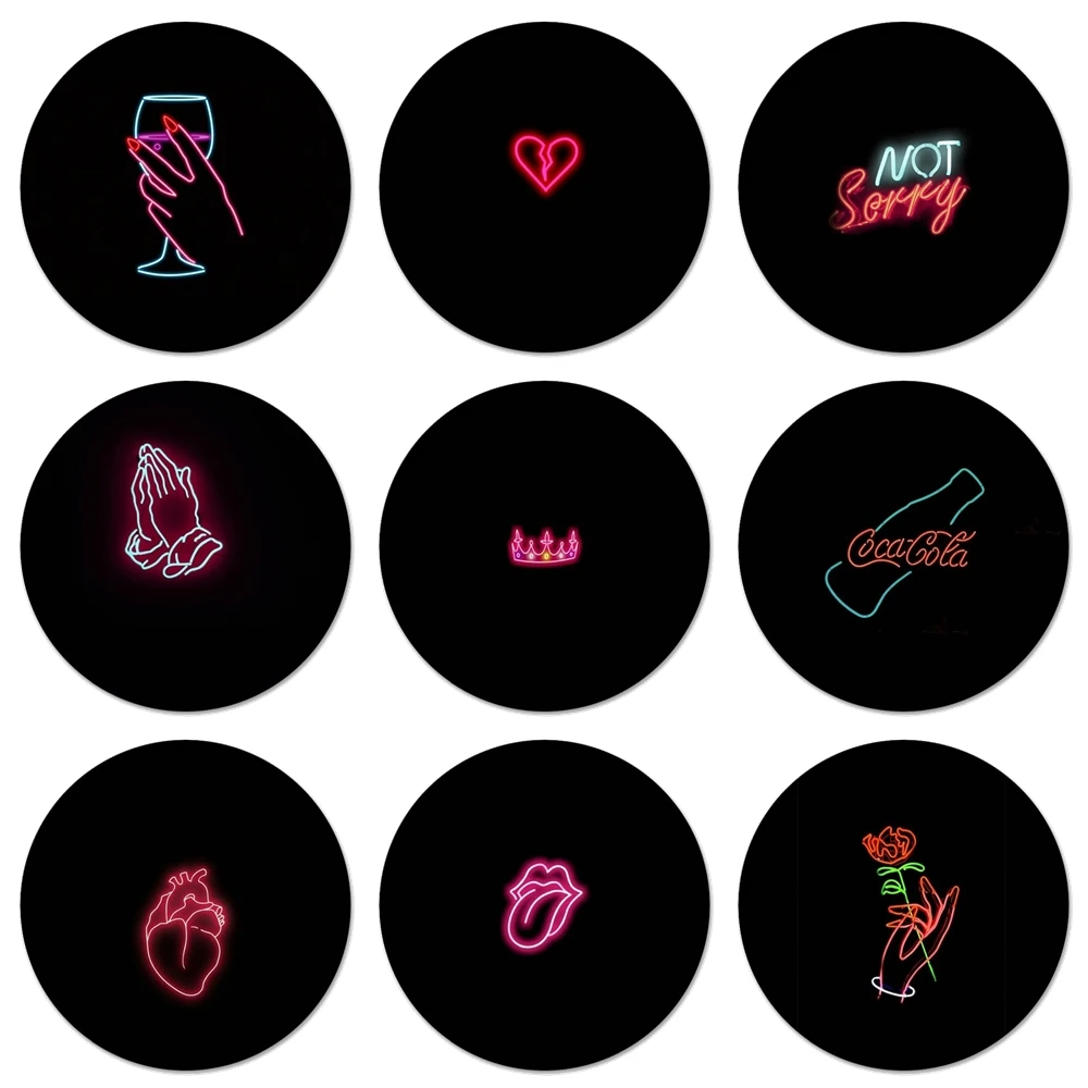 Фотофон 58 мм флуоресцентный Неон королева сердце роза Значки Металлические для