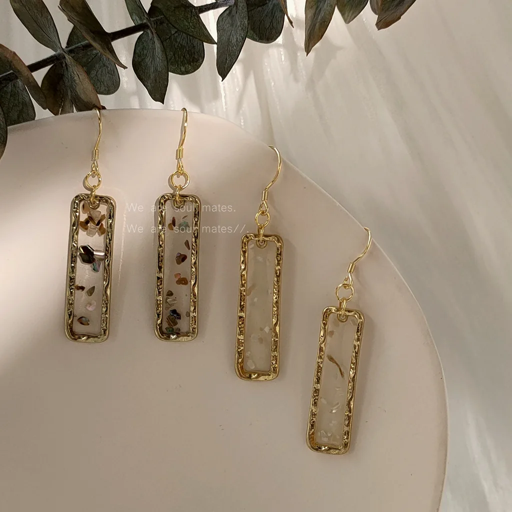 

2022 модные минималистичные золотые длинные серьги-коридоры для женщин, ювелирные изделия, Винтажные серьги-висюльки из эпоксидной смолы с р...