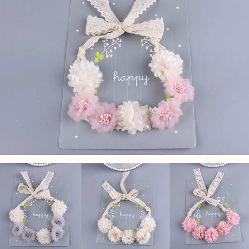 Милая Детская повязка для волос цветок эластичная лента новорожденных девочек