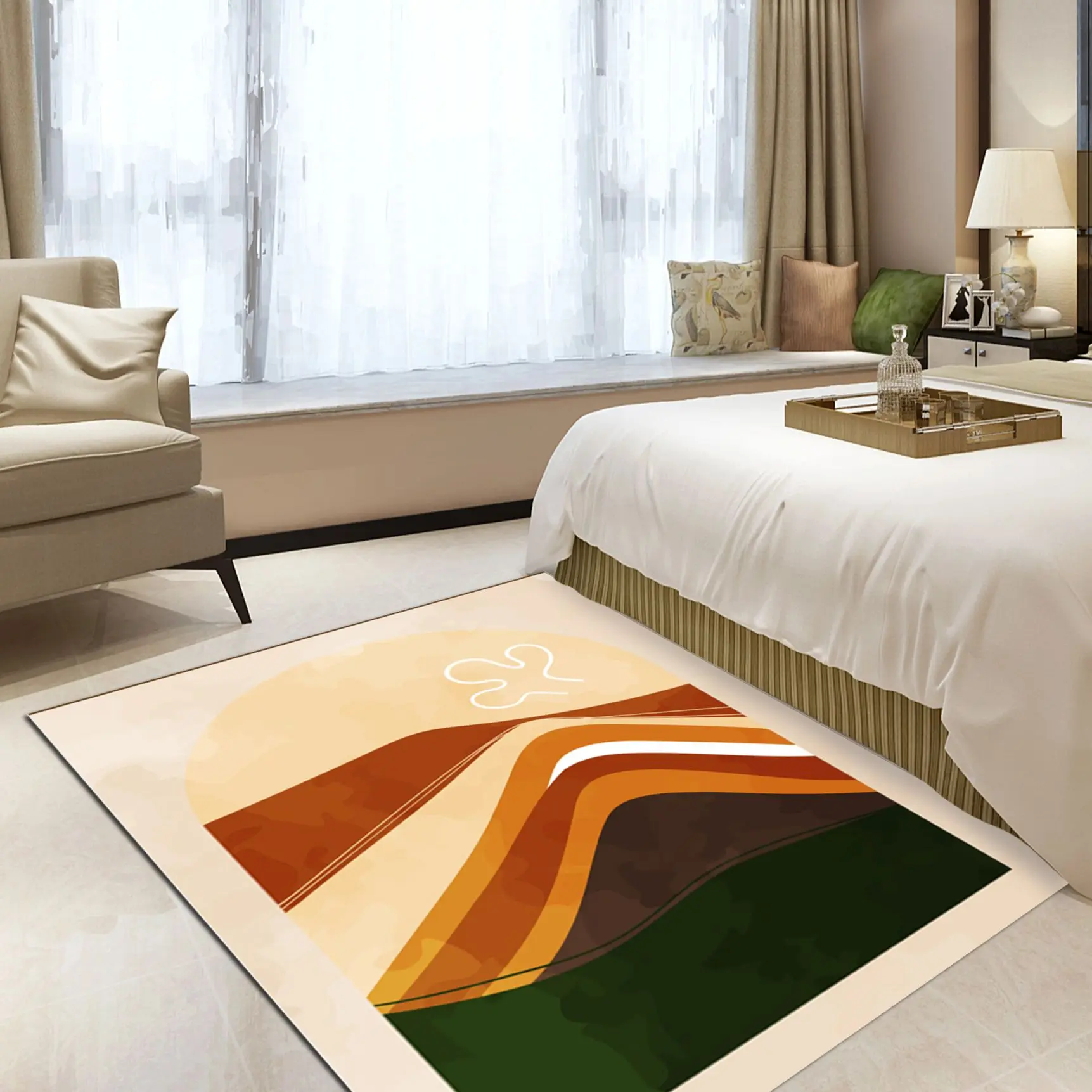 

Bedroom Modern Area Rugs Kitchen Soft Anti Slip Floor Mat Bathroom Living Room Decoration Large Rectangular Printed Carpet