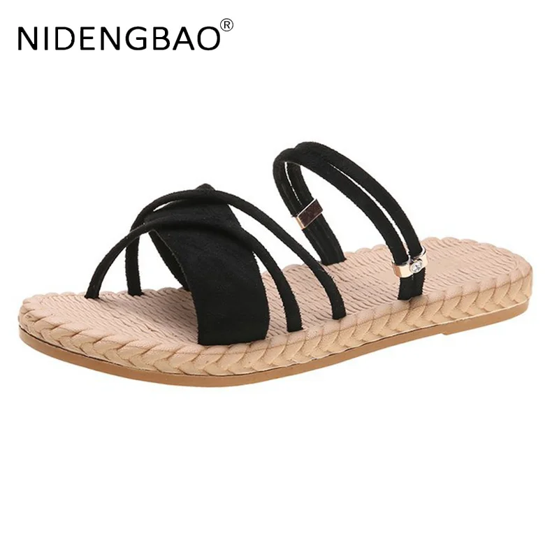 Women Sandals 2021 Summer Flat Beach Shoes Fashion Roman Style  Thin Strips Gladiator Non Slip Female Sandalias De Las Mujeres