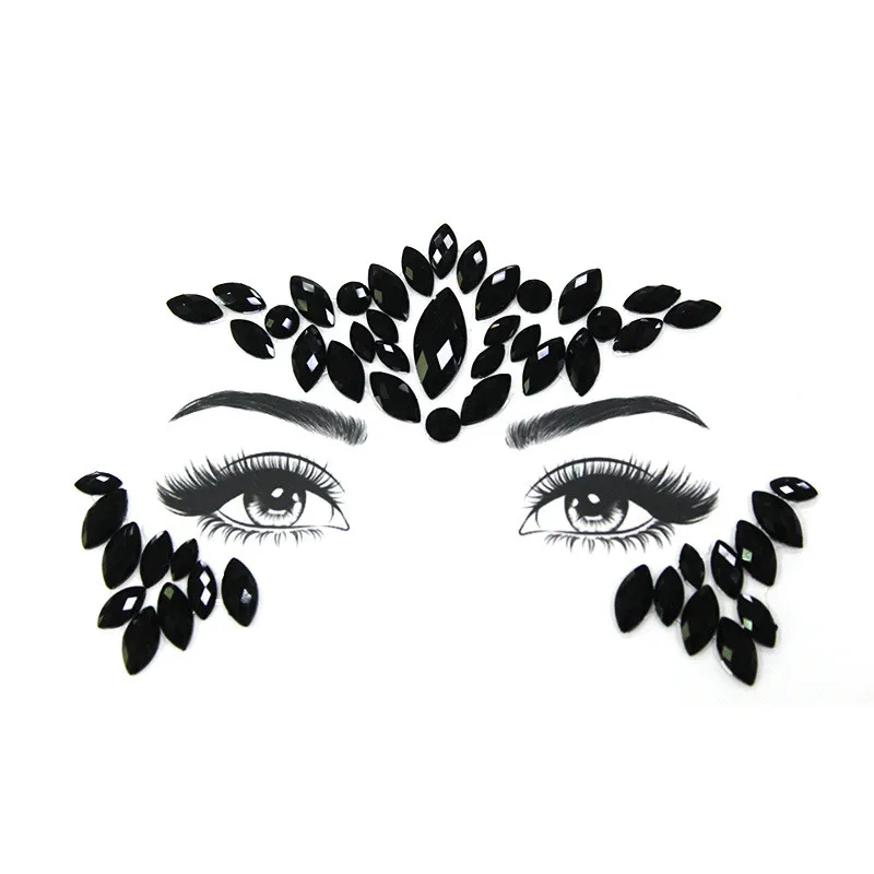 Party Decoration Face Stickers Acrylic Crystal Resin Drill Stick Brow Angle Self-Adhesive Backing DIY Phone Case | Дом и сад