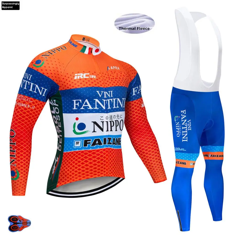 Командный зимний 2019 VINI оранжевый термальный флисовый комплект для велоспорта из