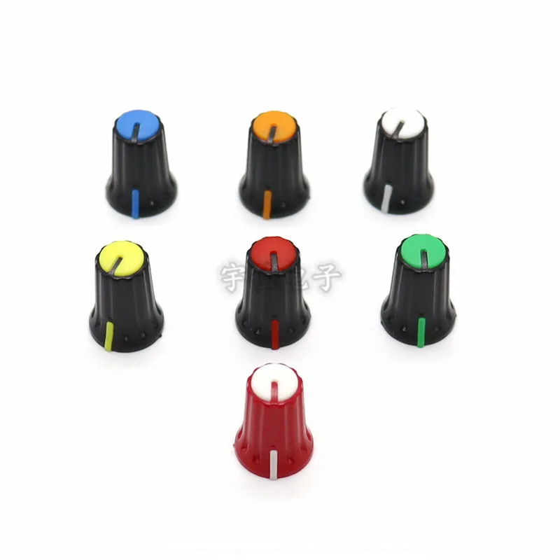 10-Piece Two-Color Plastic Knob Flower Shaft / D Flower Inner Hole 6mm Potentiometer Switch Adjustment Knob - 12 * 16.5mm image 2