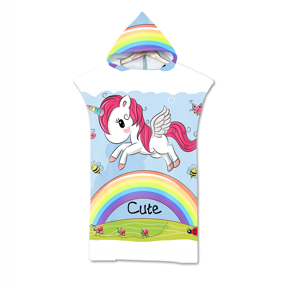 Милый Единорог мультяшный халат для ванной Полотенца Пижама комбинезон детей из