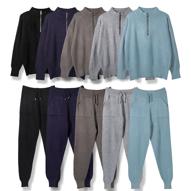 

2021 New Autumn Winter Women Sets 2 Pieces Sweater Knitted Pullovers + Full-length Pants Knitwear Warm Tracksuit Sports Sets
