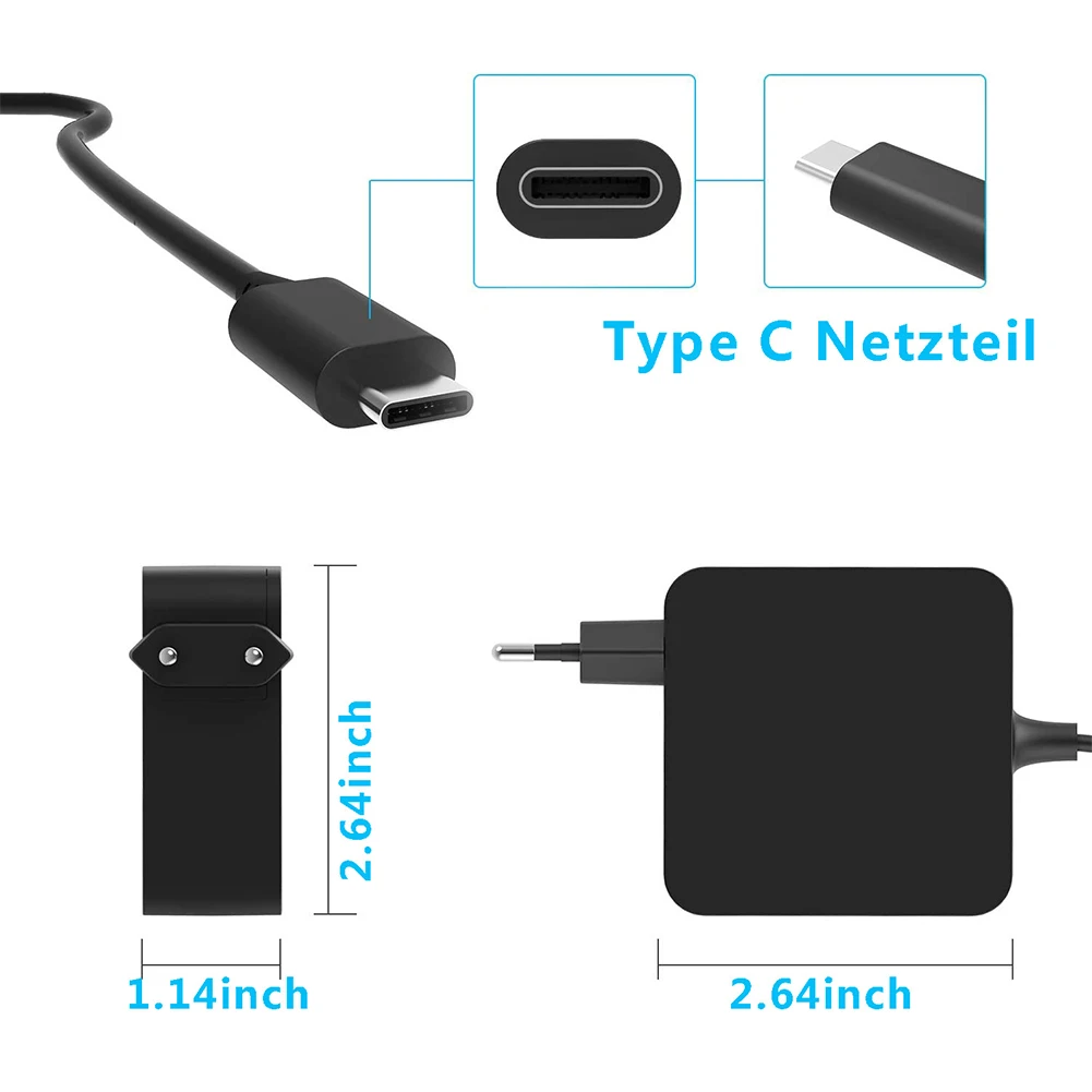 

20V 3.25A Laptop Charger 65W Type-C UCB-C Power Supply Adapter PD+QC Fast Charging Adapter US EU Plug Fast Charging
