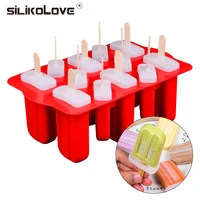 silikolove 12 cavity frozen ice pop maker food grade silicone popsicle molds reusable ice cream molds with 12 sticks