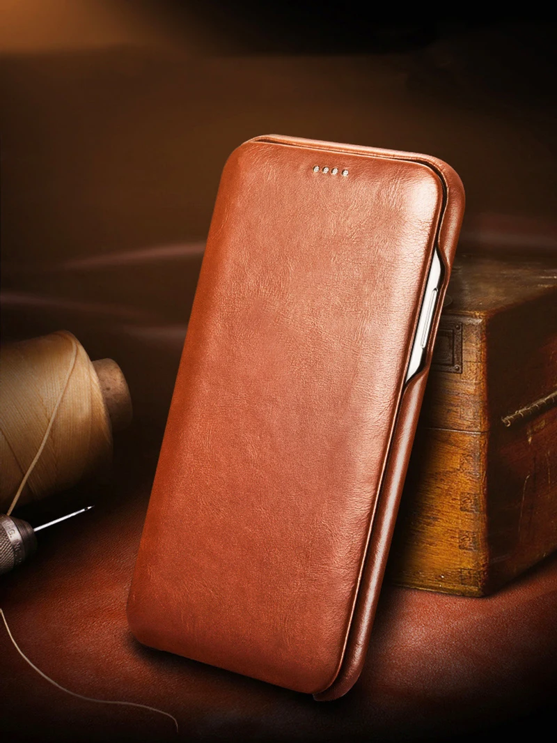 Cowhide Flip cover case For IPHONE 11 PRO MAX XS XR Business FOR 6 6S 7 8 Plus first layer genuine leather | Мобильные телефоны и