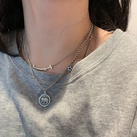 925 sterling silver custom thai silver smiley face star necklace female ins hip hop elephant clavicle chain simple retro sweater