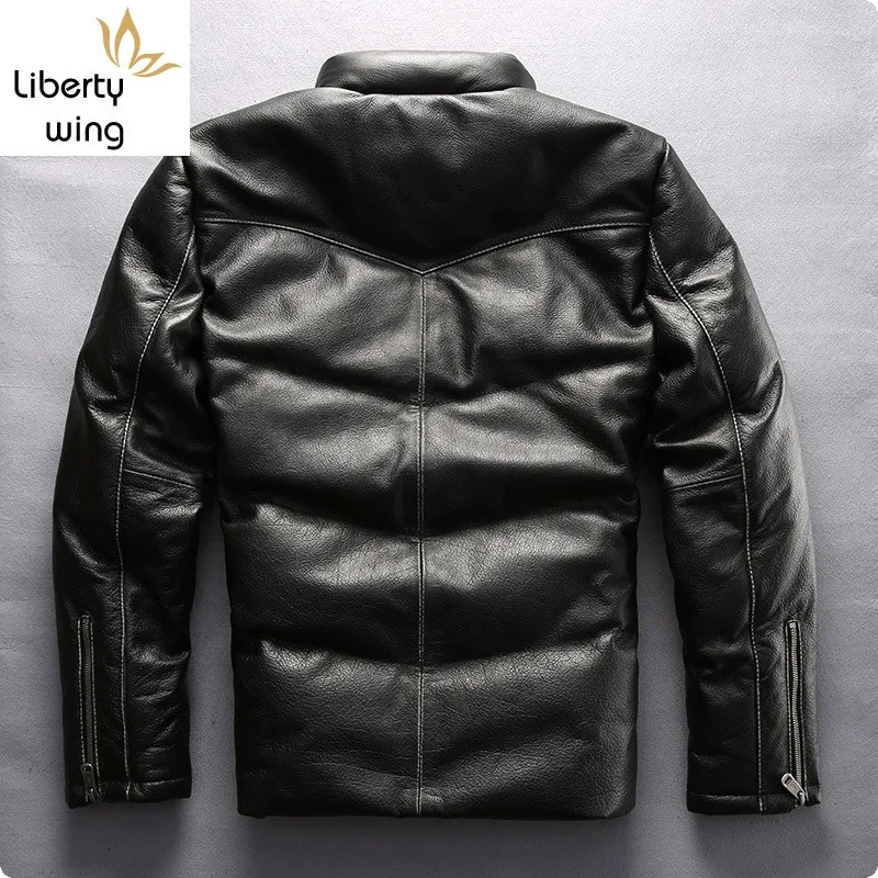 Новое поступление мужские куртки из 100% натуральной кожи повседневный пуховик