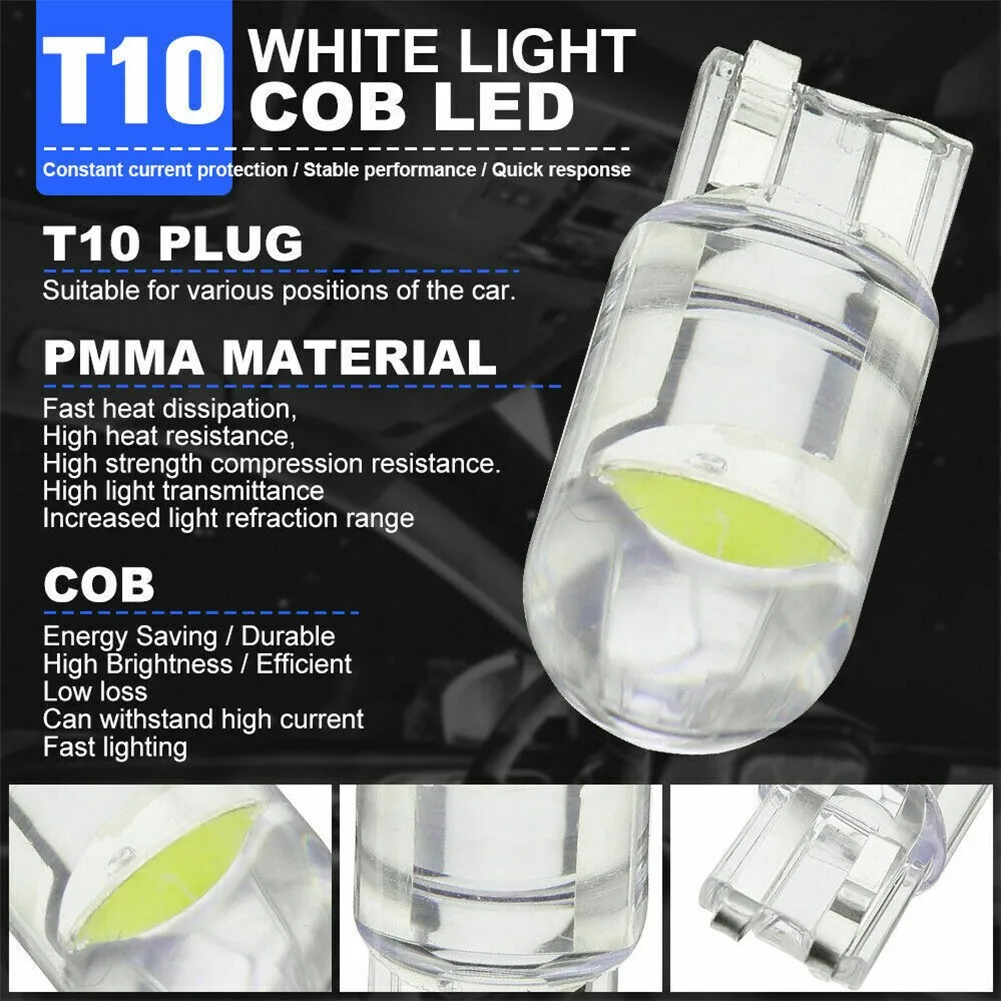 

For W5W 168 T10 COB Light Bulbs Map PMMA White 6000K Approx. 24x9x8 Mm