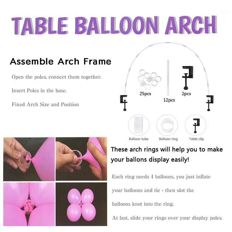 Soporte de cadena para globos, columna de soporte para mesa de fiesta, Kits de arco para Decoraci&oacute;n de cumplea&ntilde;os y boda, accesorios de globo, 39 unids/set por juego-3