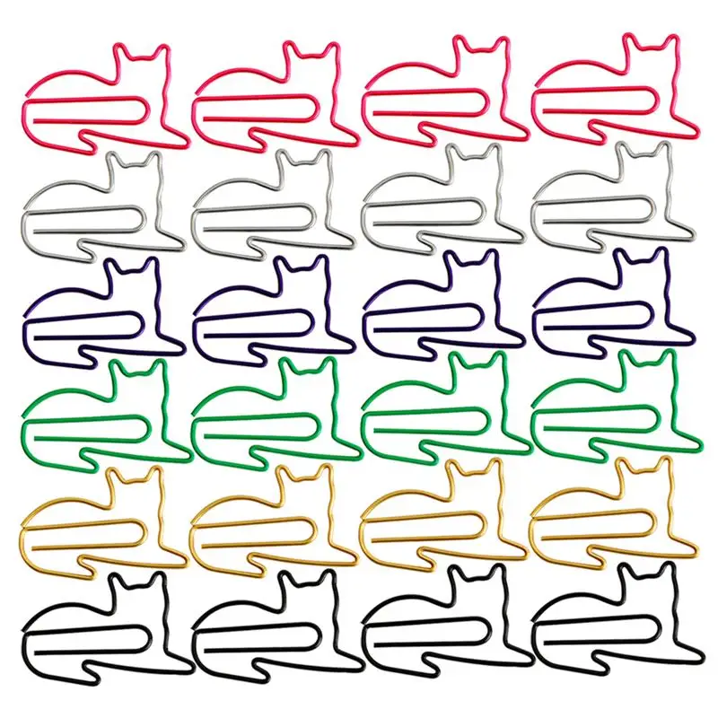 

60PCS Bookmark Clips Cat Shape Creative Paper Pins Note Clamps Paper Clips Note Holders for Office School Documents
