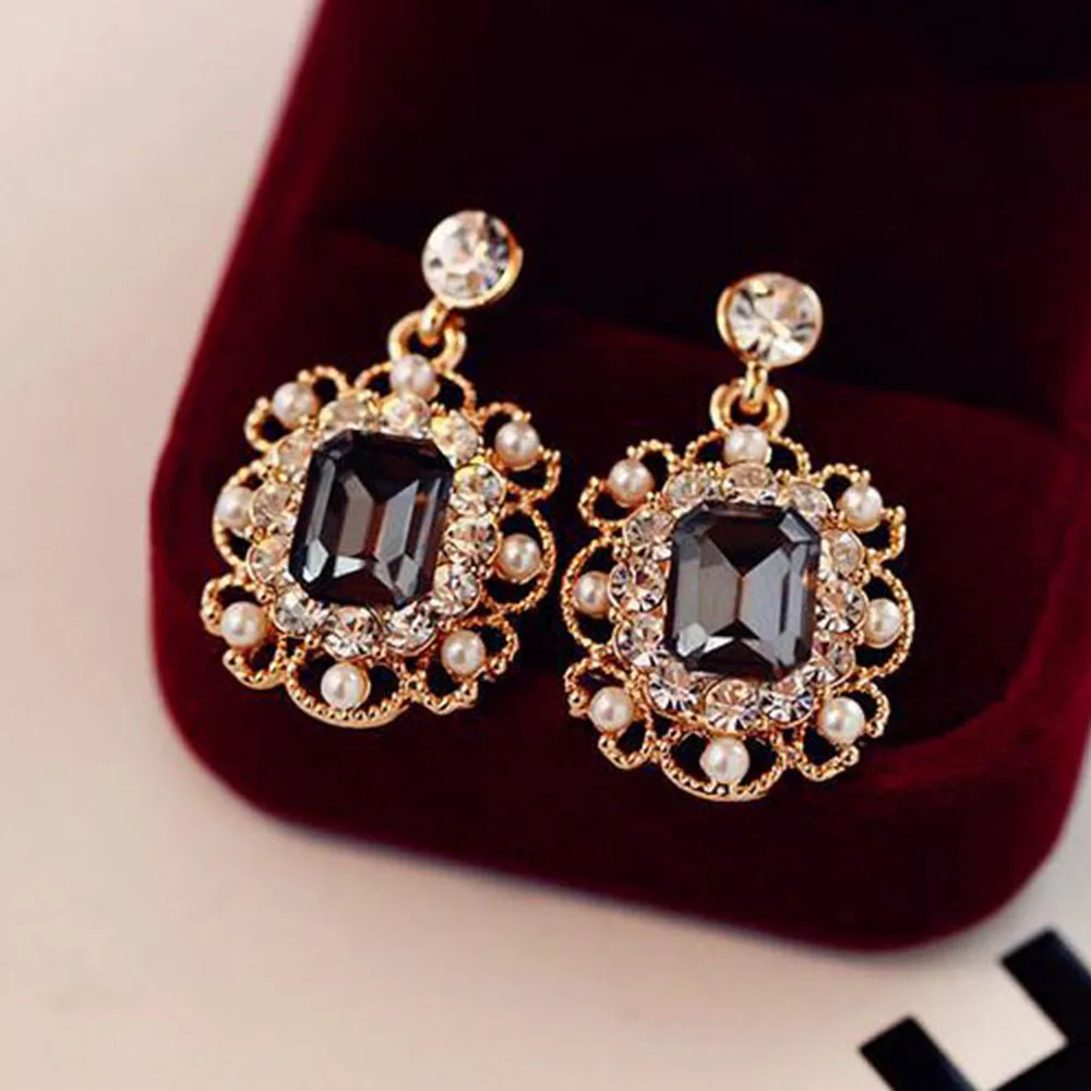 Новые модные серьги в стиле ретро с блестящими кристаллами Женские Ювелирные