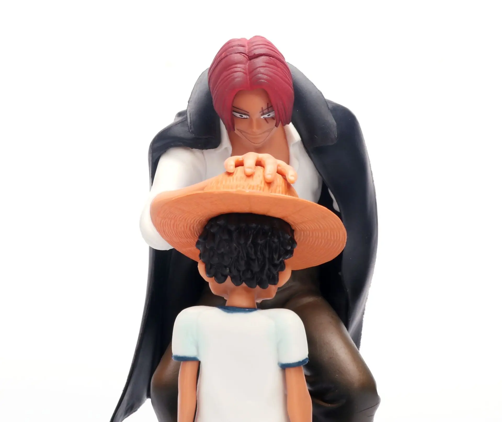

17.5cm PVC Cartoon Anime One Piece Shanks Luffy Touching Head Figurine Toy Home Car Decoration