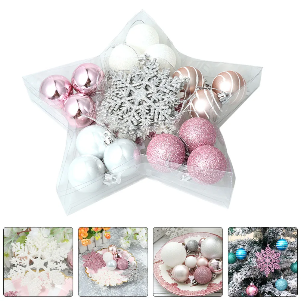 

24Pcs Christmas Decorative Pendants Christmas Balls Snowflake Pendants )