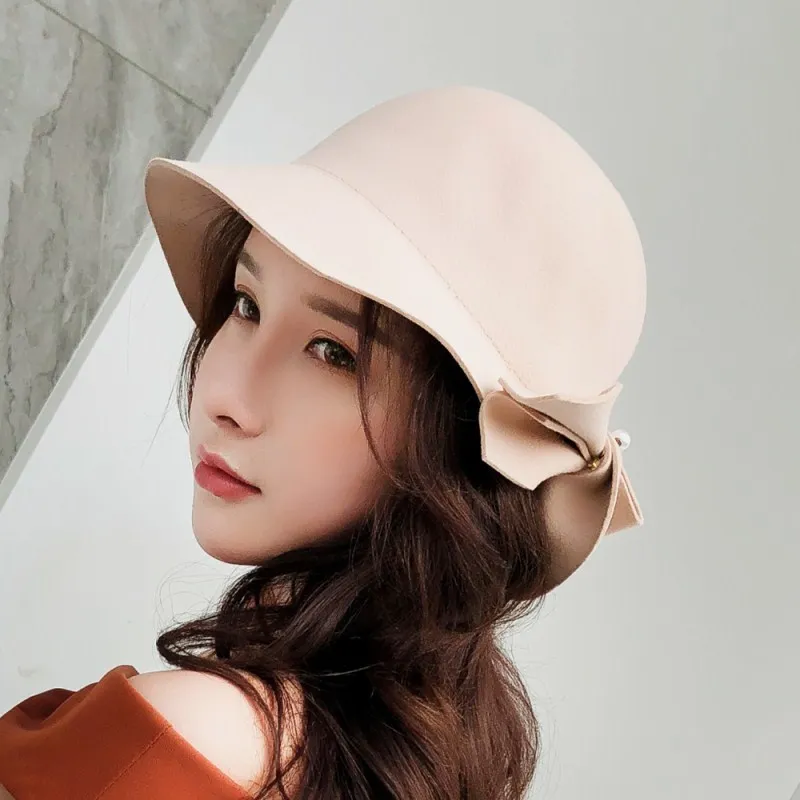 Seioum alta calidad cubo hembra sombrero Hairball Ultra fino lana fieltro sombreros para las mujeres plegable