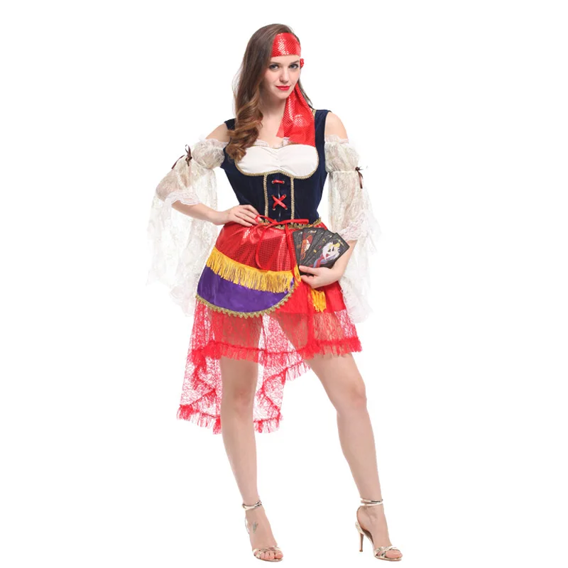 

Red Woman Halloween Pirate Costumes Female Warrior Cosplays Carnival Purim parade Masquerade Nightclub Bar Role play party dress