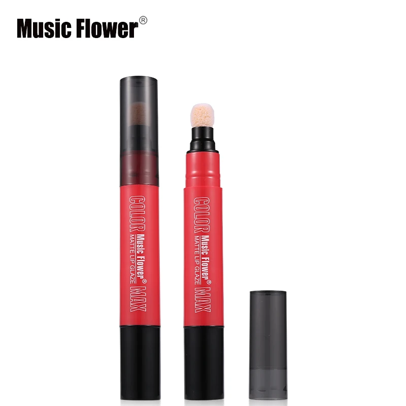 Жидкая губная помада Music Flower макияж вращающаяся губчатая матовая 6 цветов 24 часа