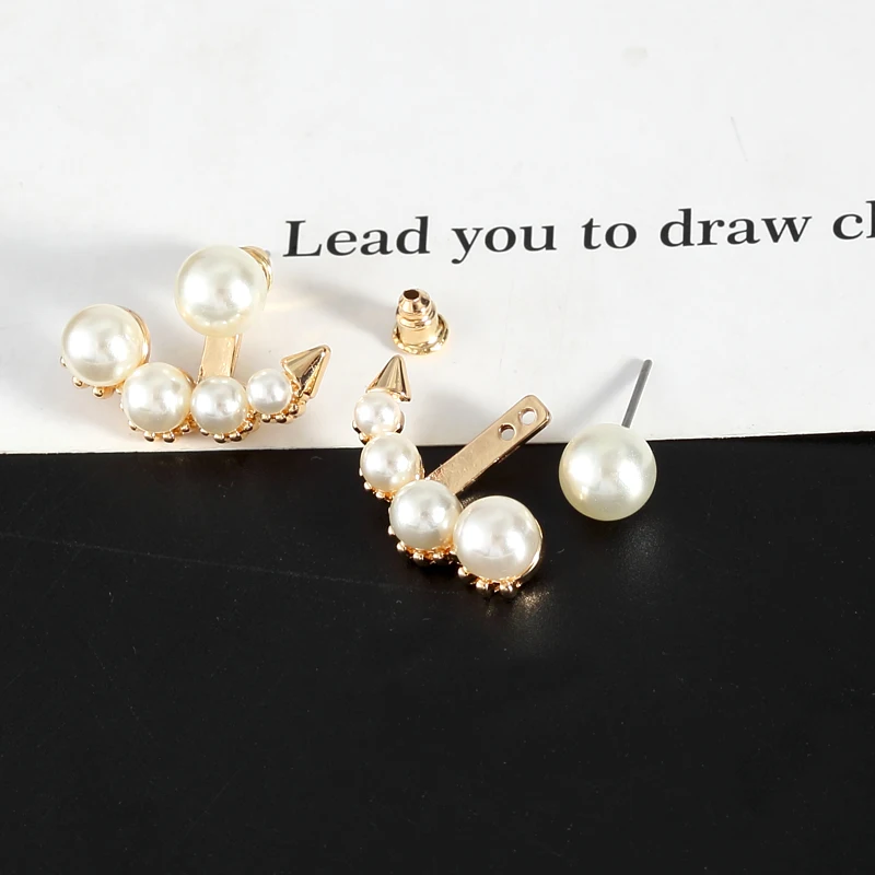 Серьги-гвоздики Jisensp с изящными жемчужинами простые модные геометрические