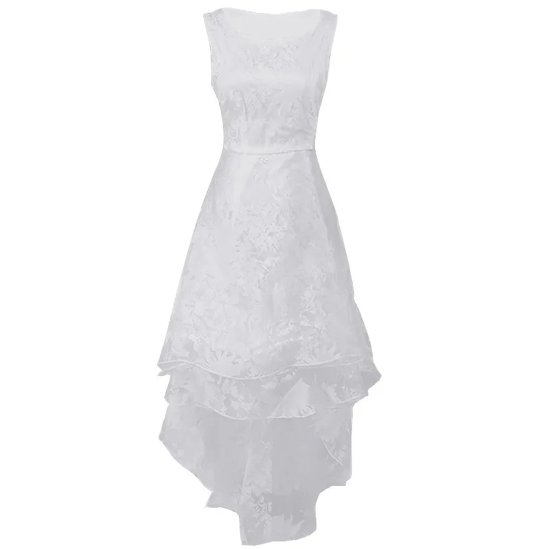 BacklakeGirls три слоя Белые коктейльные платья из органзы без рукавов высокая низкая