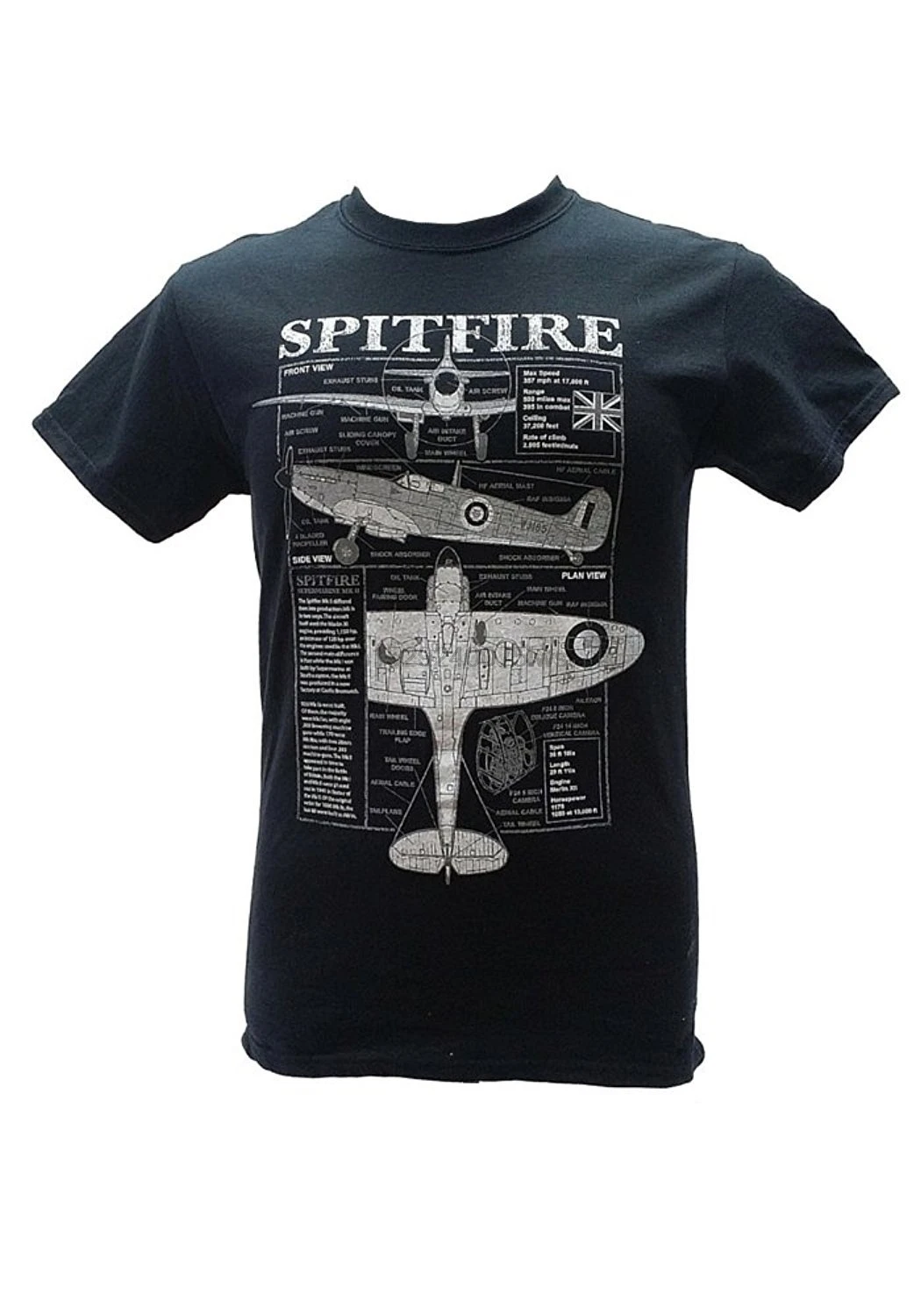 Истребитель Spitfire Plone Британский oircroft блок Militory футболка с проектом дизайн Для