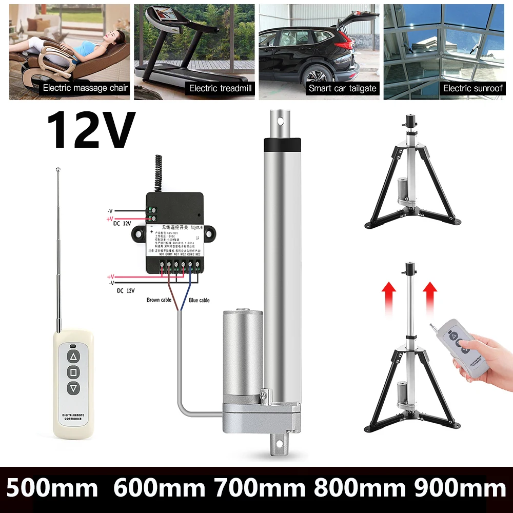 

Металлический редукторный двигатель с линейным приводом постоянного тока, 12 В, электрический линейный привод 500 мм, 600 мм, 700 мм, 800 мм, 900 мм, хо...