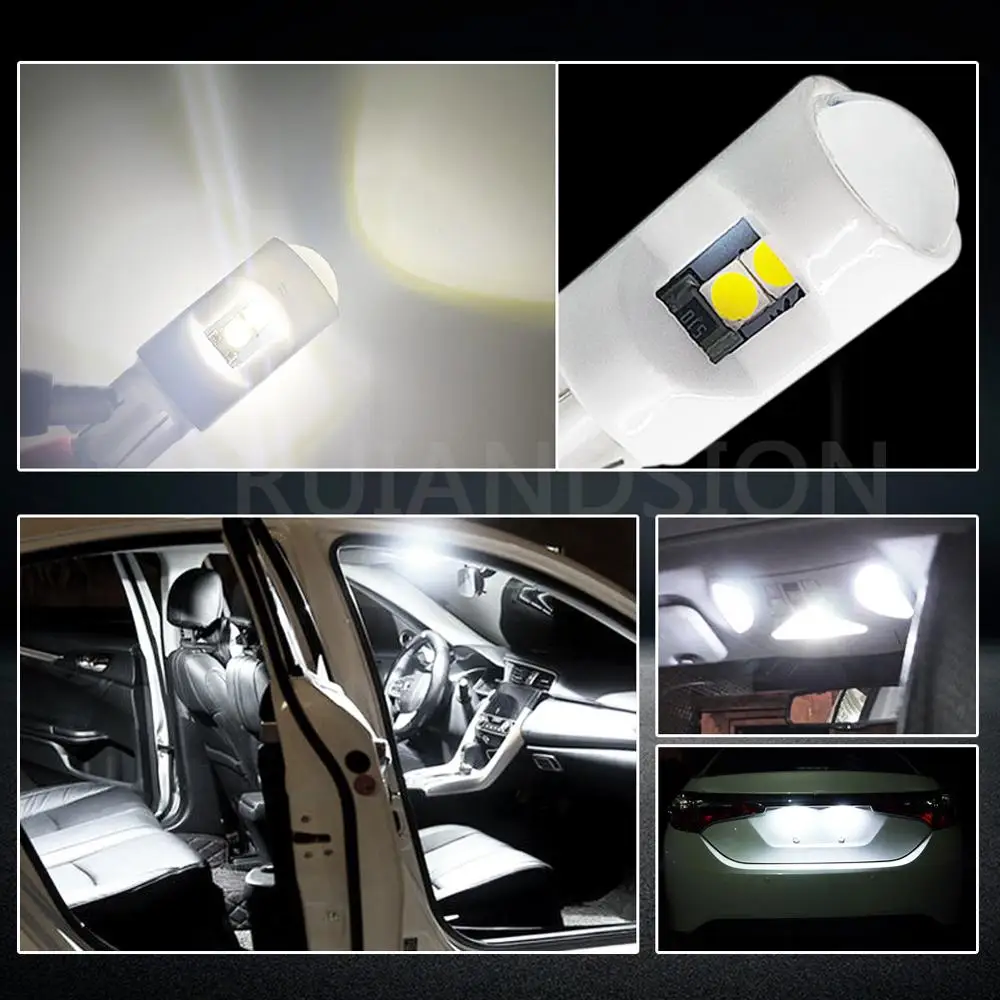 

RUIANDSION 2 Pcs 3030SMD W5W 194 T10 Car Front Position Light License Plate Lamp 12V Ice Blue Green White Pink Amber Red