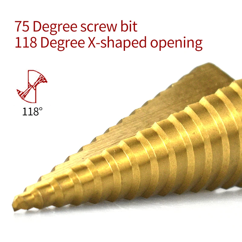 Набор ступенчатых сверл быстрорежущая сталь с титановым покрытием 4 12 мм/4 20 мм