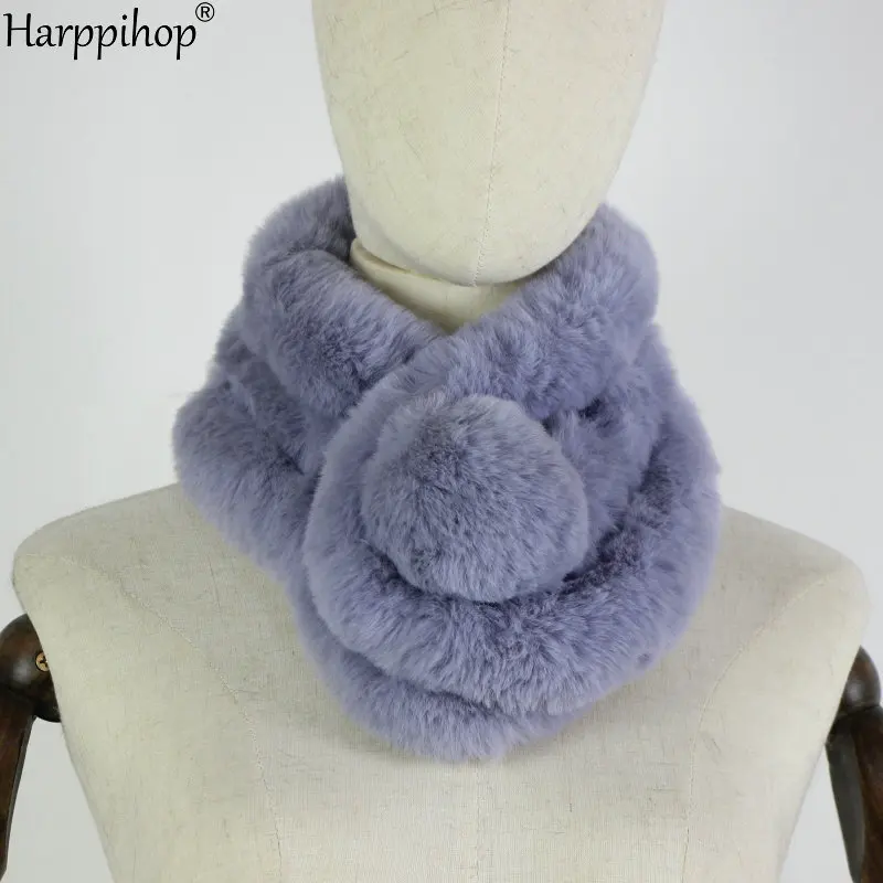 Зимние теплые искусственные плюшевые шарфы из искусственного кроличьего меха| |