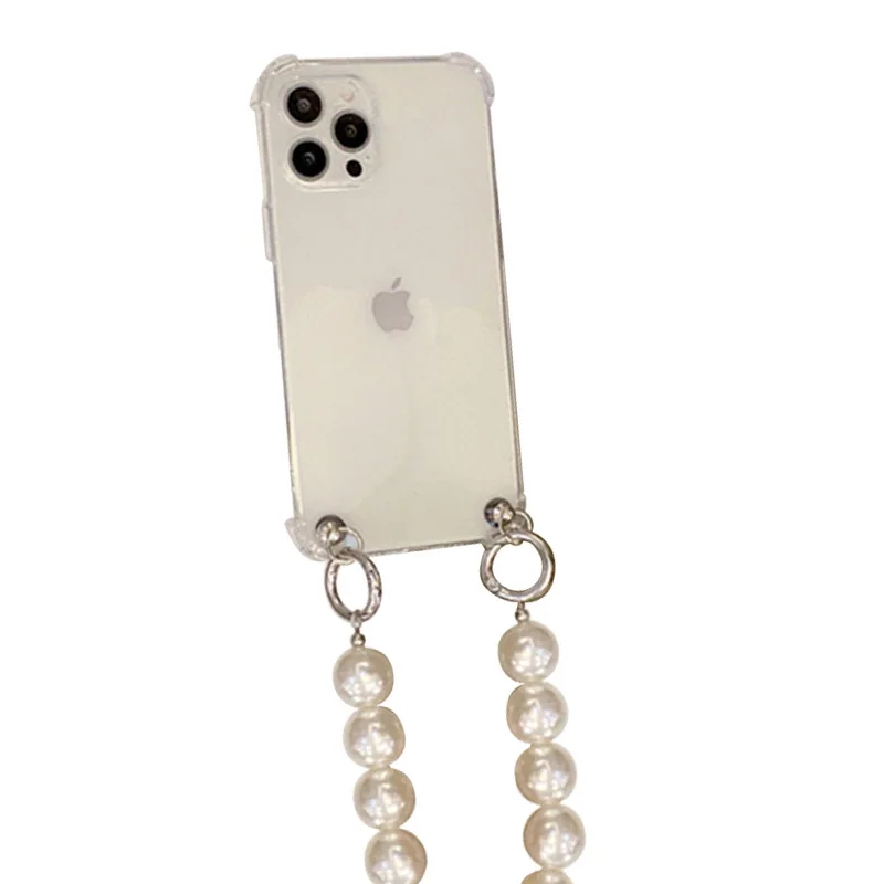 

The Apple 11 airbag case is suitable for the iPhone 12Pro Max all-inclusive MINI Transparent 11PROMAX bracelet pearl chain case
