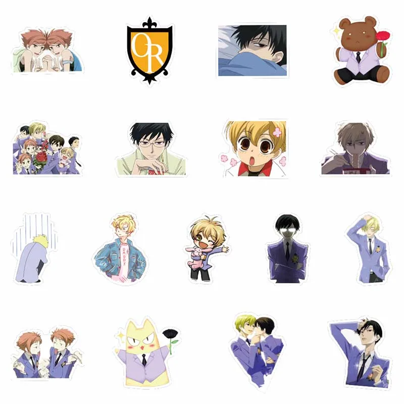 Pegatina de Anime Ouran High School, adhesivo de Anime cl&aacute;sico japon&eacute;s, calcoman&iacute;as impermeables, pegatina para monopat&iacute;n, maleta para port&aacute;til, 50 Uds.-3